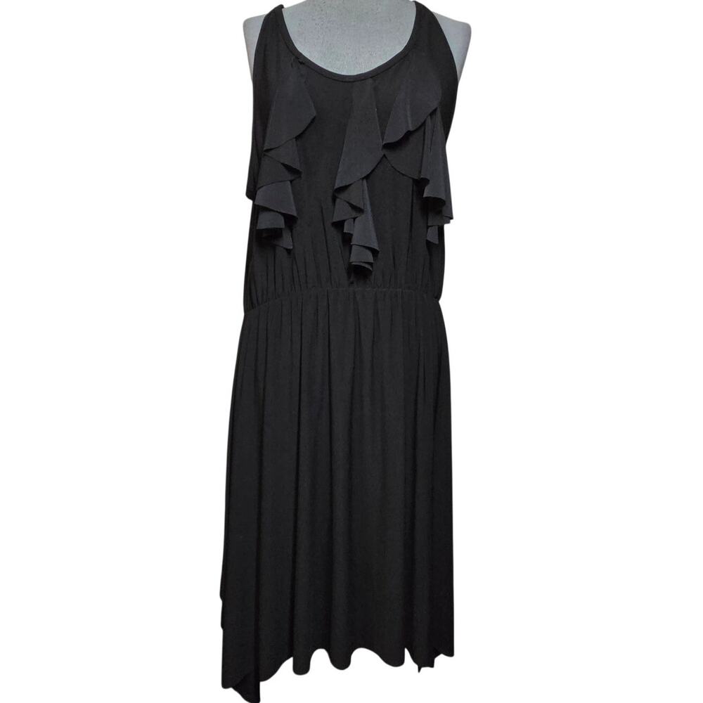 Black Sleeveless Ruffle Accent Dress Size Large